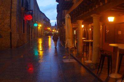 Calle Mayor con lluvia nocturna