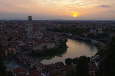 Panorámica de atardecer en Verona