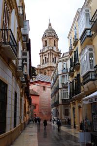 Calle en Málaga con fondo a la catedral