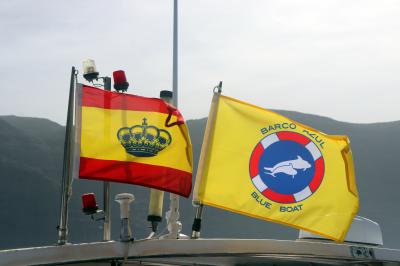 Banderas del Gladieitor, la bandera de Barco Azul lo autoriza para avistamientos