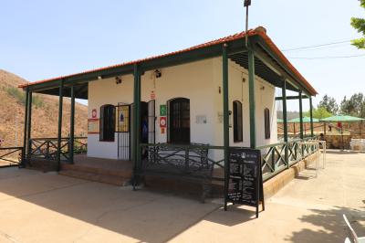 La estación de partida del tren turístico Riotinto, antiguos Talleres MIna