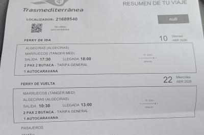 Billete pasaje ferry Algeciras-Tamger MED