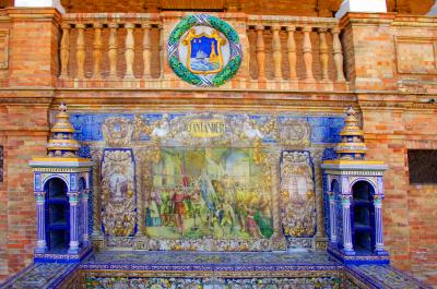 Detalle de mosaico dedicado a Santander en la PLaza de España